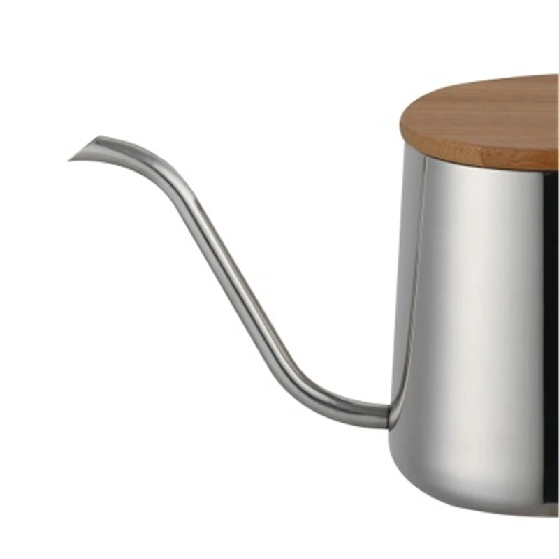 350 мл длинный узкий носик кофейник чайник с носиком из нержавеющей стали ручной капельный чайник залейте кофе и чайник с деревянным