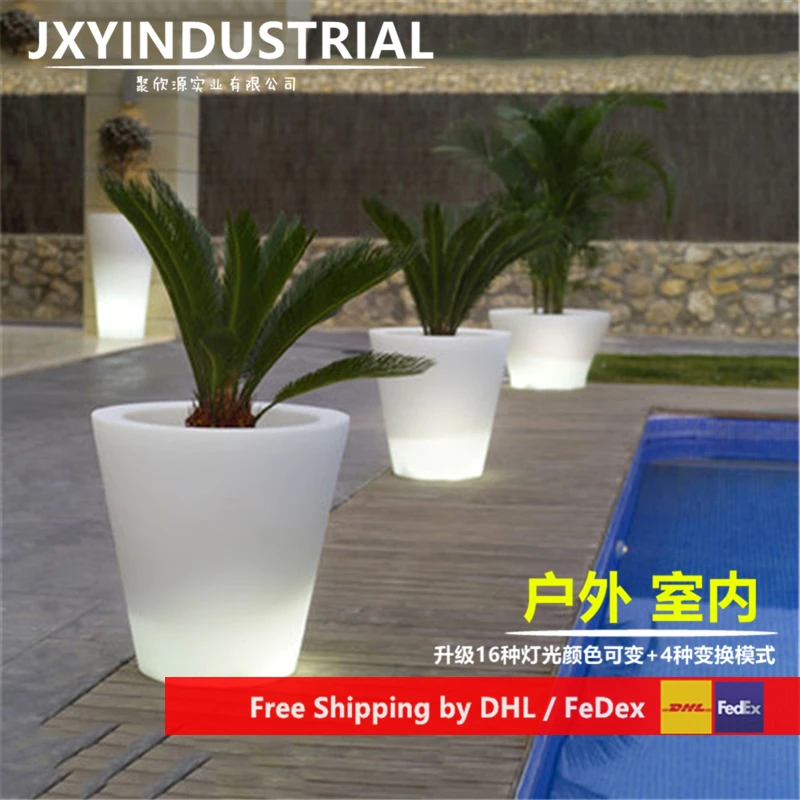 LED Wine Buckets Glowing Flower Planter Pot RGBW Lighting Lamp with 24 keys remote control free shipping