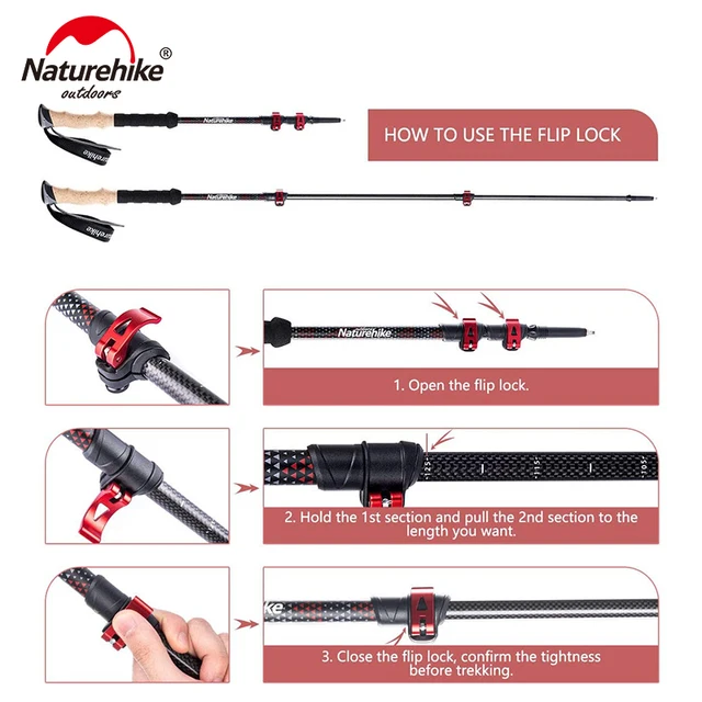 Naturehike 네이처하이크 카본스틱 망원경 등산 스틱은 가벼우면서도 튼튼한 접이식 등산스틱