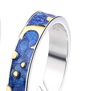Women Style (1pc) Модные парные кольца Van Gogh Moon Star в Корейском стиле из стерлингового серебра 925 пробы, синие кольца с надписью Love, регулируемые кольца для мужчин Unix R266 - Цвет основного камня: Women Style (1pc)