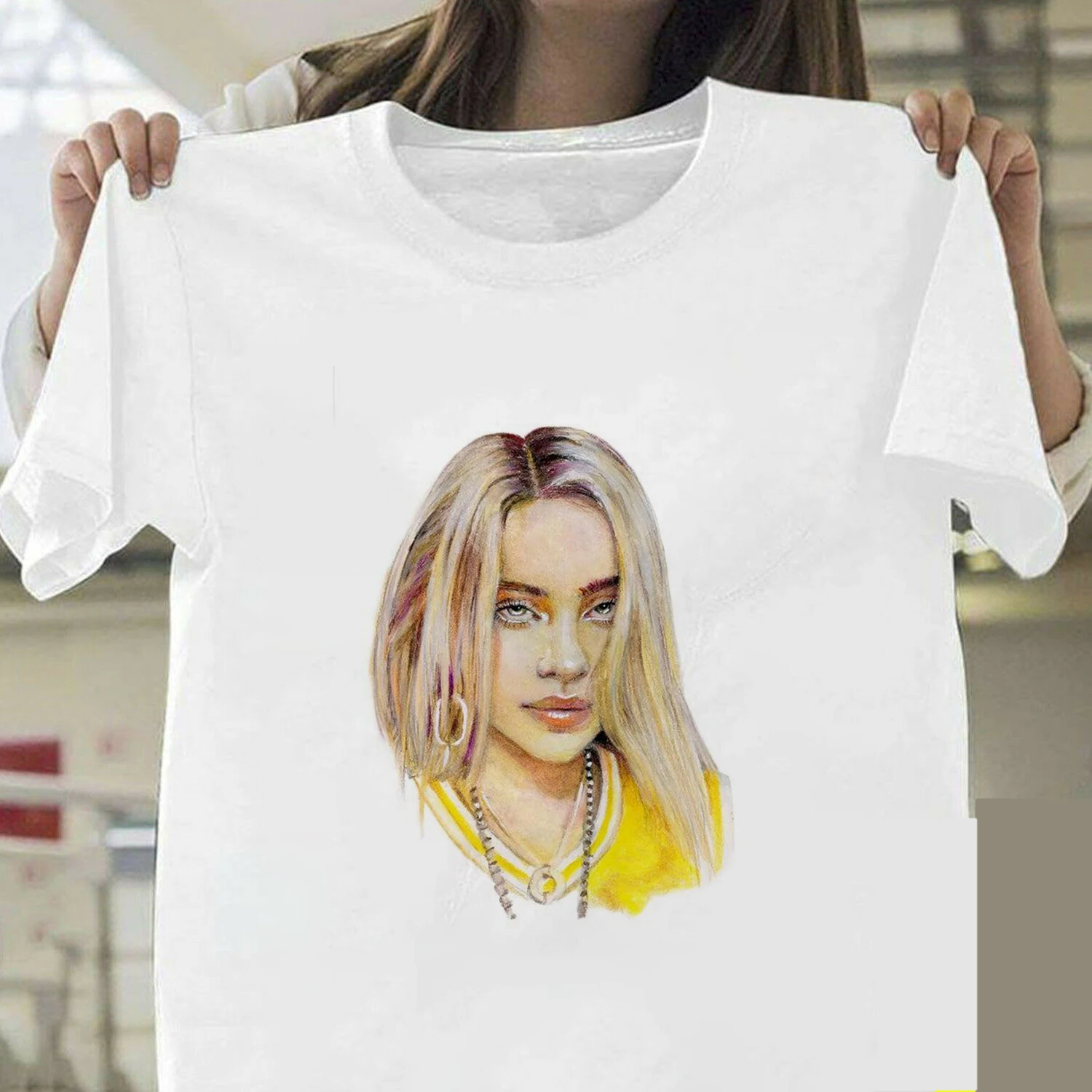 20 Billie Eilish Футболка Harajuku Fans белая хлопковая Мужская Camiseta Mujer Лидер продаж мужской эстетический Топ Футболка размера плюс уличная одежда крутая - Цвет: 20