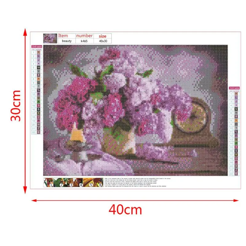 Flowers Clock DIY 5D Full Drill Diamond Painting Embroidery Cross Stitch Kit Rhinestone  Home Decor Crafts Q6PE