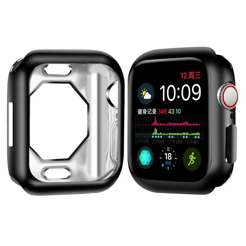 Чехол для часов чехол протектор для apple Watch 40/44 мм серии 4/5 по шкале Мооса с защитным амортизатором оболочка для наручных часов iwatch, смарт-часы аксессуар - Цвет: Black