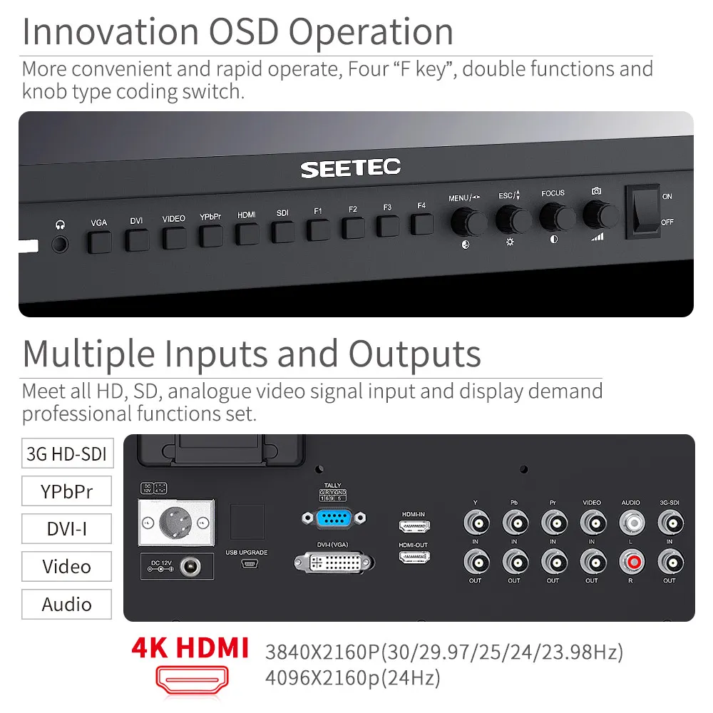 Seetec 4K173-9HSD-192( P173-9HSD) 17,3 дюймов ips алюминий 1920x1080 FHD 3G-SDI HDMI 4K широковещательный монитор с AV YpbPr