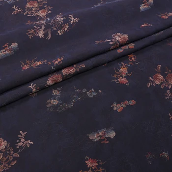 

Heavyweight Chiffon Cheongsam Jacquard Silk Fabric Black Floral Vintage