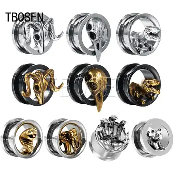 

TBOSEN Hot Product 316L Stainless Steel Animal Ear Tunnels Plugs Body Piercings Jewelry Screw Ear Expanders Gauges One Pair