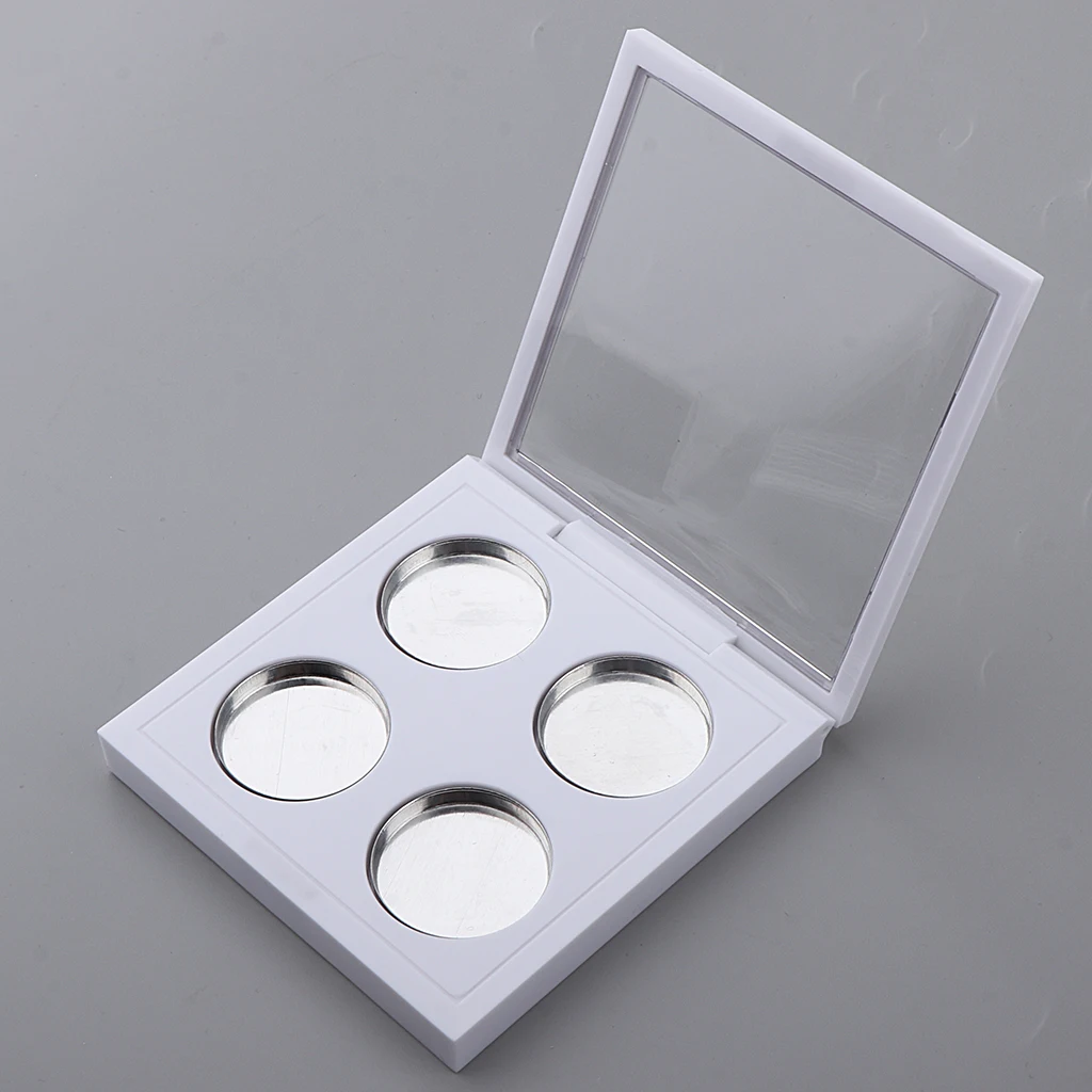 White ABS Empty Eyeshadow Blush Powder Palette Case Make Up Container Box, Including 4 Pans White ABS Empty Eyeshadow Blush Powder Palette Case Make Up Container Box, Including 4 Pans