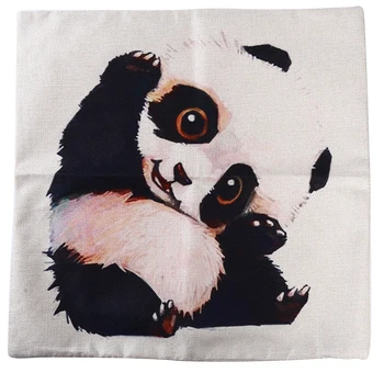 

2020 Home Sofa Chair Cushion Cover New Style Panda Pattern High Quality Cotton Linen Pillowcase Bedroom Decoration