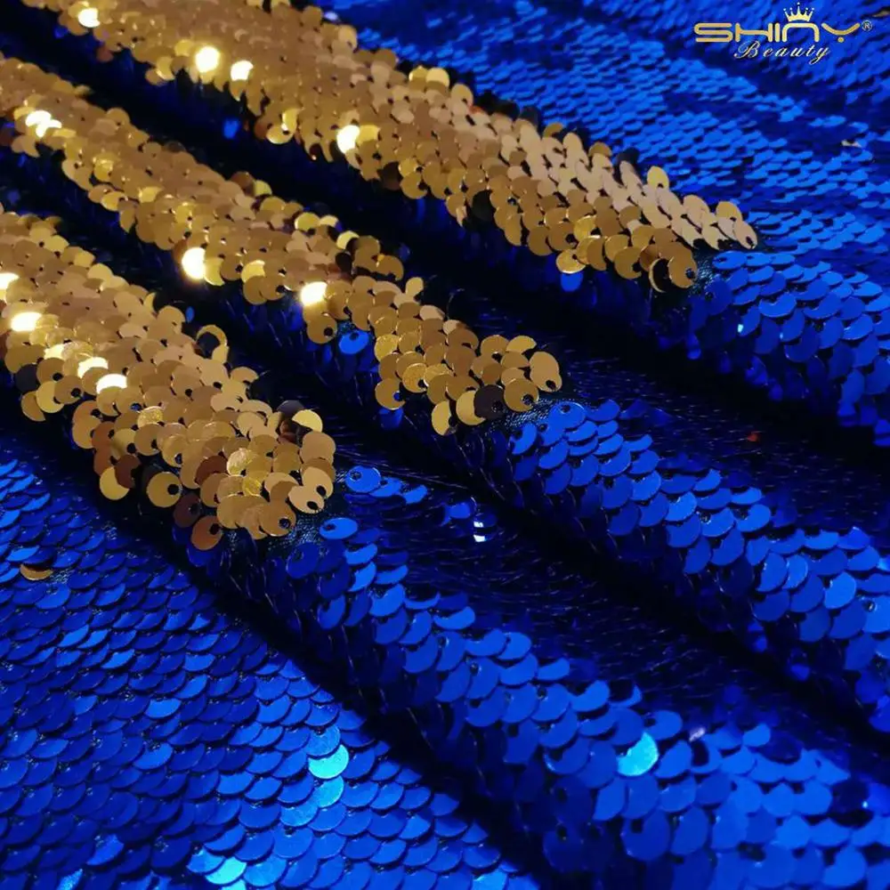 Блестки ткань черный до Серебряный 5 мм реверсивный блесток ткань 2 ярдов DIY материал для Garments-M191010 - Цвет: Royal Blue to Orange