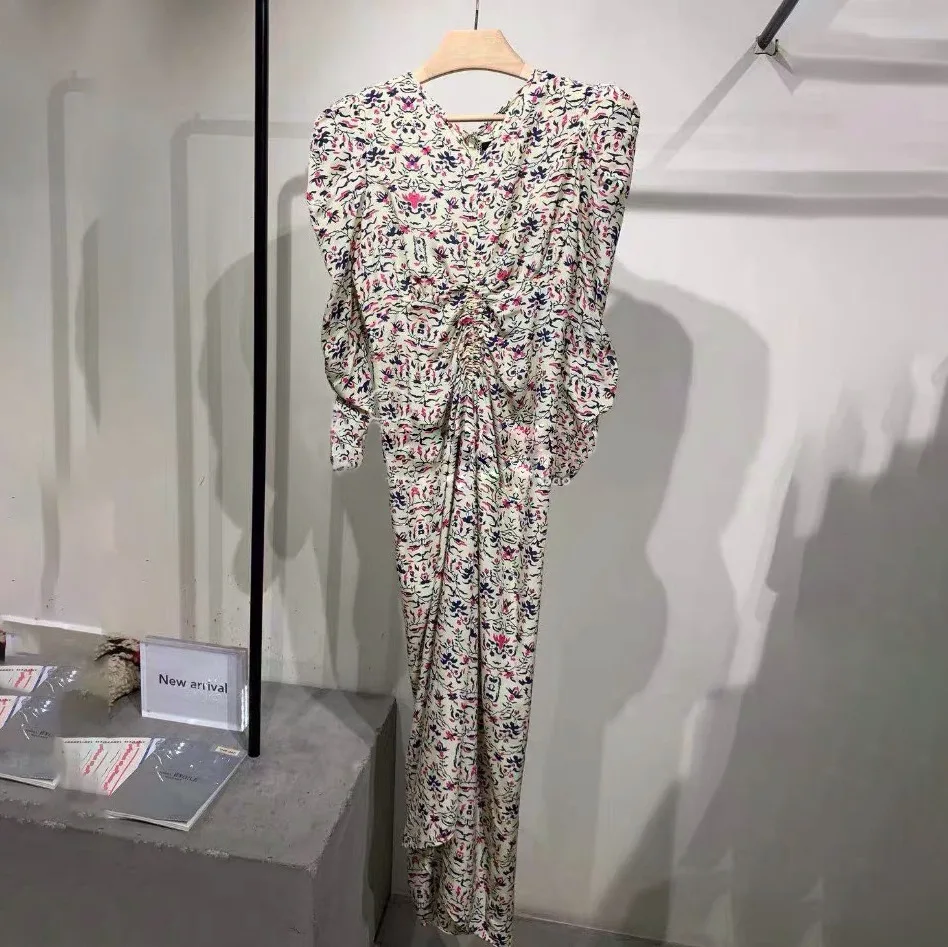 Женское асимметричное платье миди с цветочным принтом винтажные длинные платья V