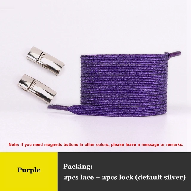 New Rainbow Magnetic Lock Shoelaces Elastic No tie Shoe laces Sneakers Shoelace Kids Adult Lazy Laces One Size Fits All Shoes Purple
