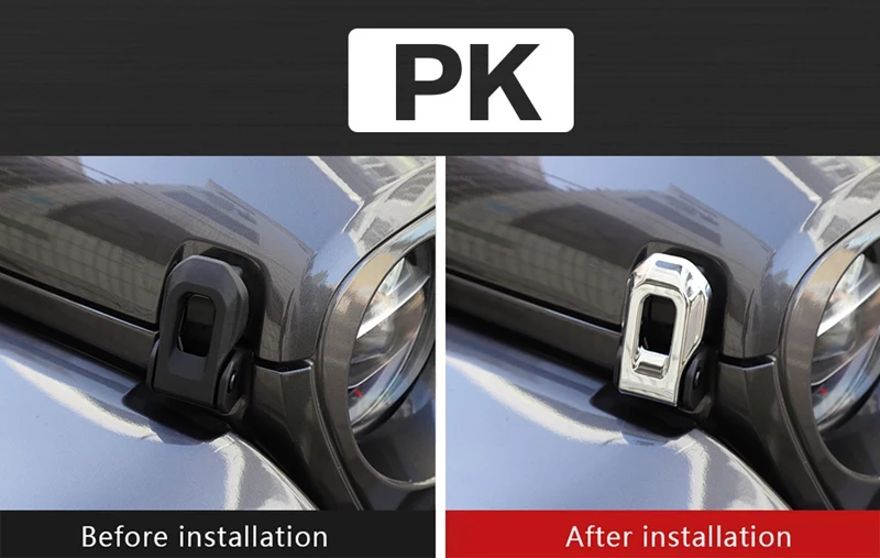 pk SHINEKA Car Stickers For Jeep Wrangler JL 2018 Hood Latch Cover Decoration Chrome Sticker For Jeep Wrangler JL