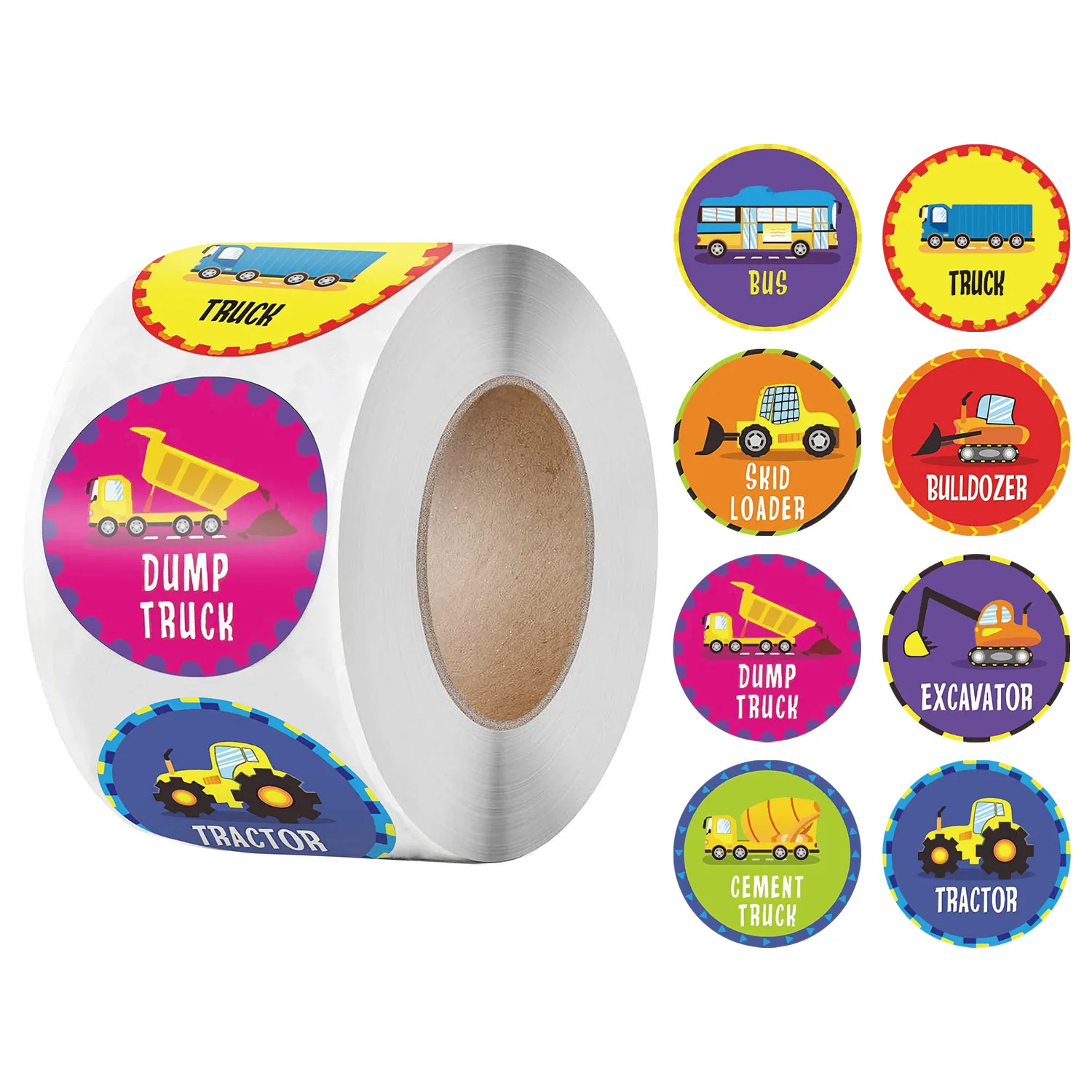 50-500 Uds autobús camión pegatinas profesor suministros para los niños la cognición rollo construcción etiqueta coche hogar fiesta de cumpleaños decoración