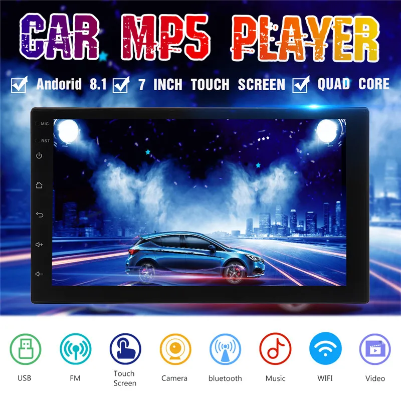

Car Stereo Car MP5 Player 2DIN 7'' Android 8.1 Quad Core 1024*600 2+32G WIFI DAB GPS Car Video Player