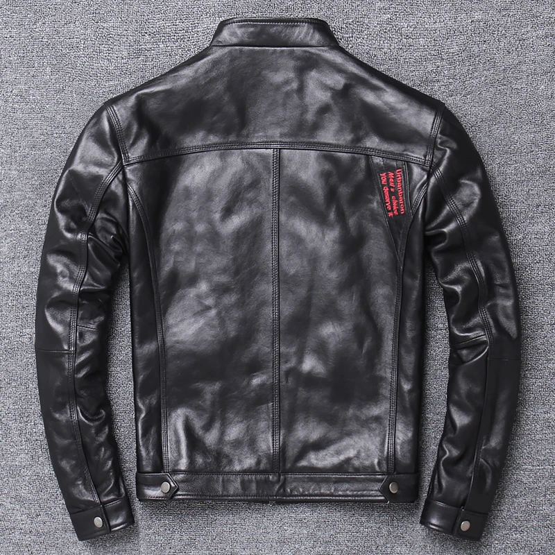 

Free shipping.2020 Cool man genuine leather coat,mens sheepskin jacket.motor leather jackets.slim style plus size sales