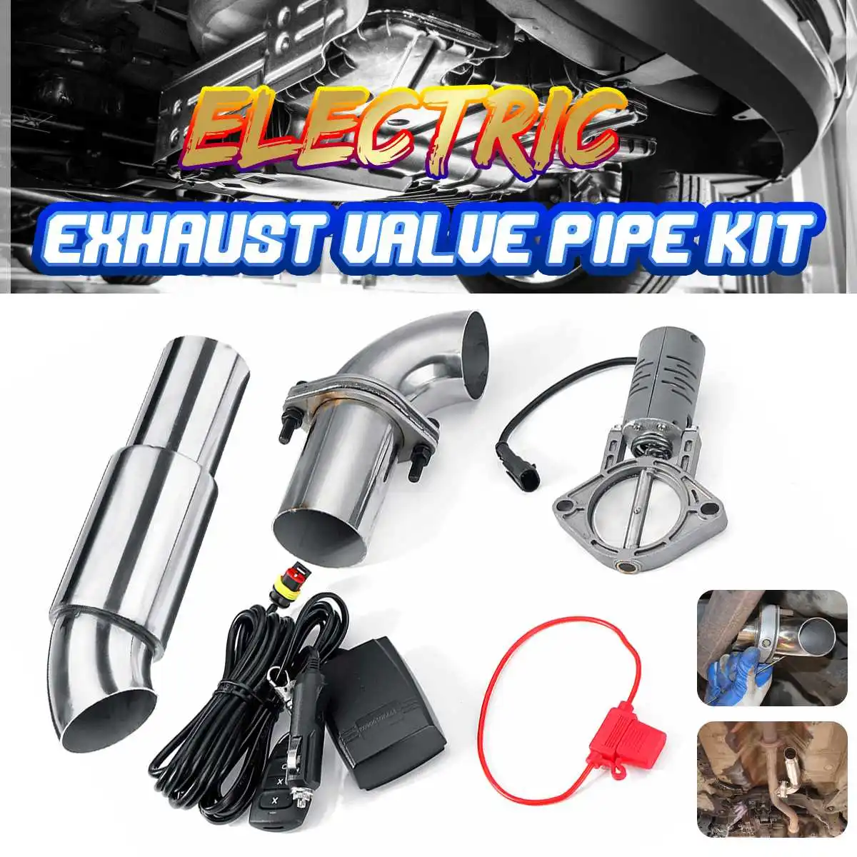 

2.5" Exhaust Valve Pipe Electric Control Downpipe Cut Out Wireless Remote Kit