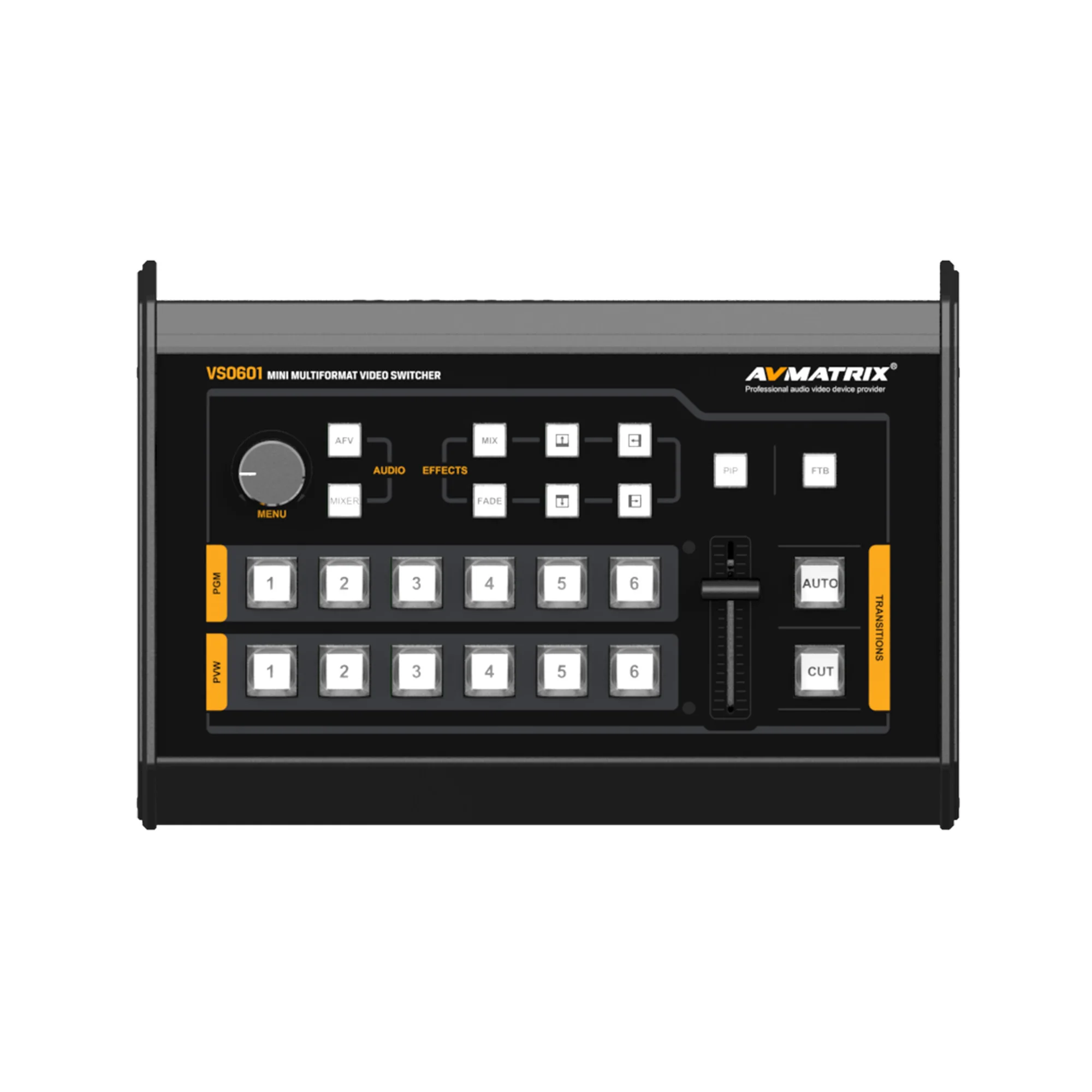 Avmatrix VS0601 Mini 6 Channel SDI/HDMI Multi-format Video Switcher with T-Bar, AUTO, CUT transitions and WIPE effects