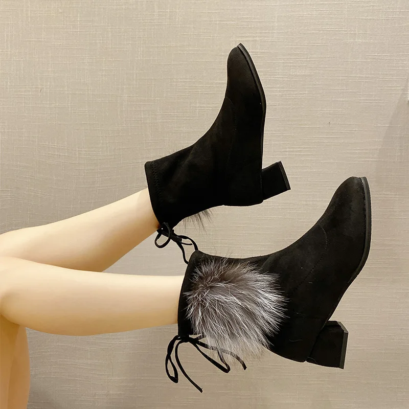 Sexy Slim Fit Elastic Flock Over The Knee Boots Women Shoes Autumn Winter Ladies High Heel Long Thigh High Botas