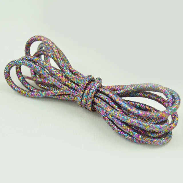 1 Pair Fashion Gold Silver Silk Glitter Reflective Shoelaces For Sneakers Casual Round Pearl White Colored Shoe Strings Cordones multicolour