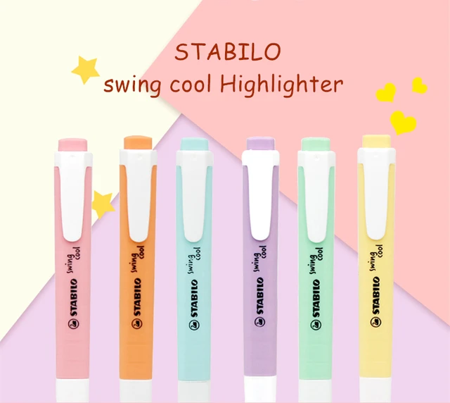 STABILO swing cool Pastel highlighters, Pack of 6, Assorted pastel Colours