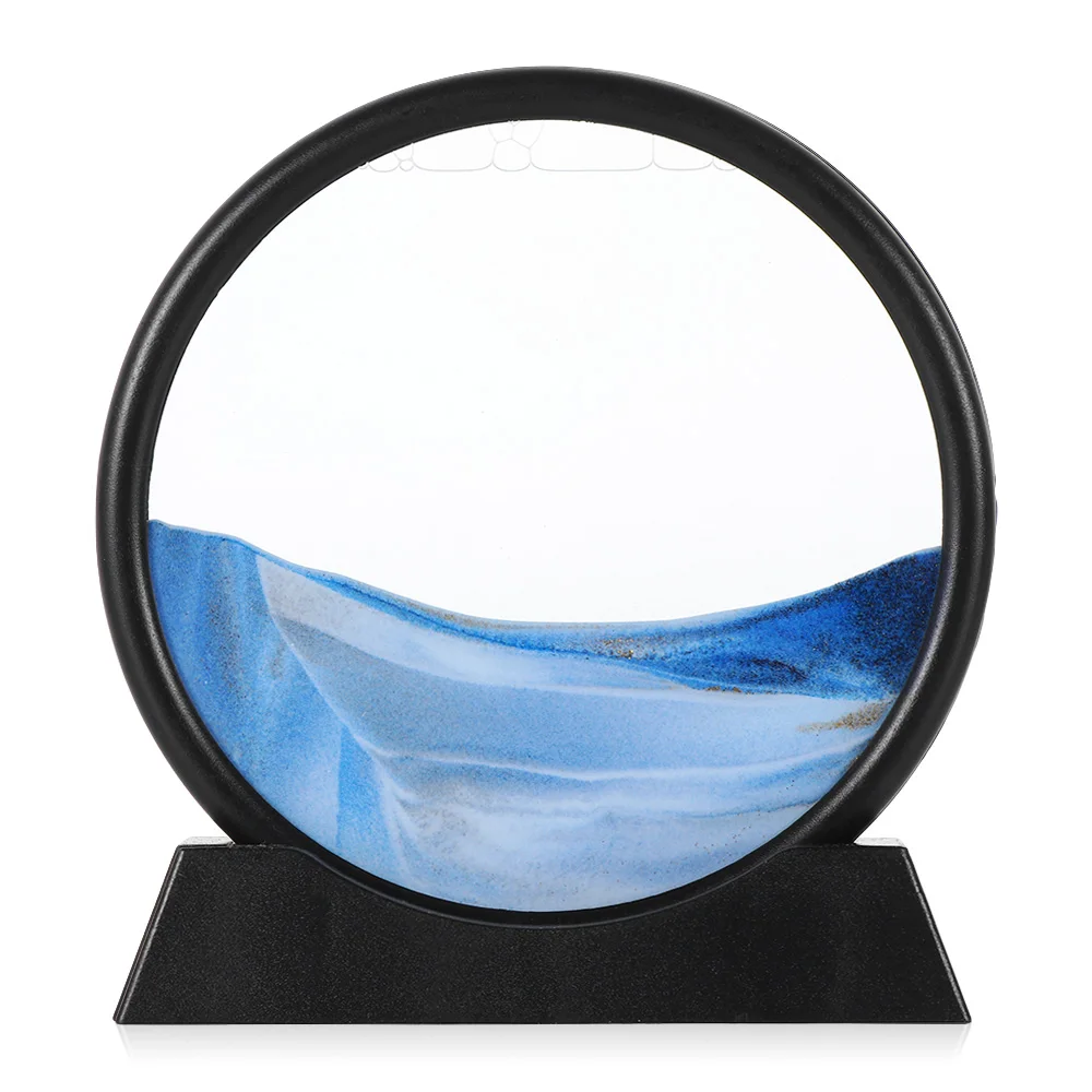 3D Blue Green Color Moving Sand Frame Flowing Sand Art Picture Glass  Landscape in Motion Display Flowing Gift Home Decor 