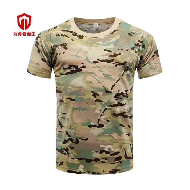 

New python foreign army camouflage quick-dried skin mesh t-shirt men / women outdoor short-sleeved men
