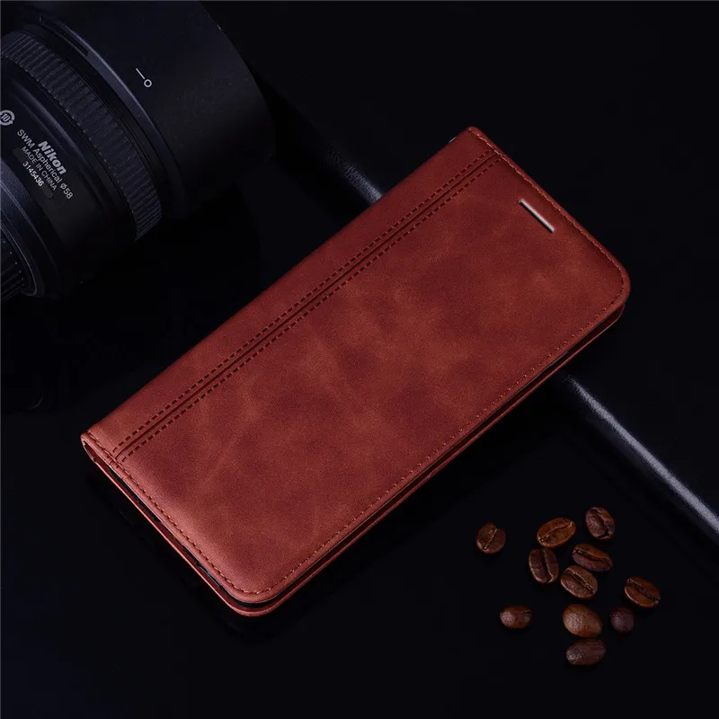 Leather Wallet Flip Case with Card Holder and Magnetic Closure