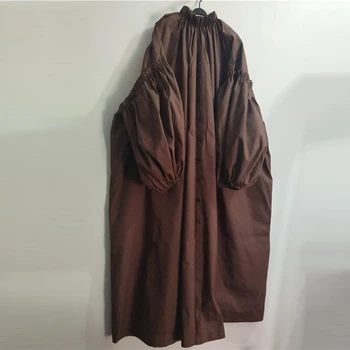 

SuperAen Europe Women Long Dress Puff Sleeve Cotton Solid Color Ladies Dress 2020 Spring New Long Sleeve Women Clothing