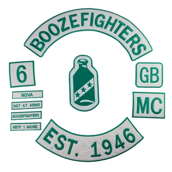 

Boozefighter MC SGT AT ARMS Label Embroidered Patch Punk Fashion Biker Full Set Patterns for Ironing Clothes Accessories Badge