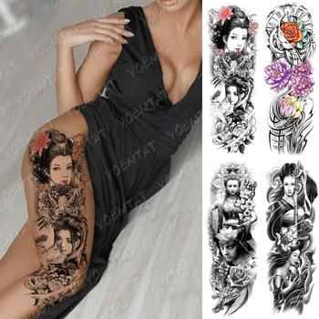 

Large Arm Sleeve Tattoo Dragon Fire Tiger Buddha Waterproof Temporary Tatto Sticker Prajna Body Art Full Fake Tatoo Women Men