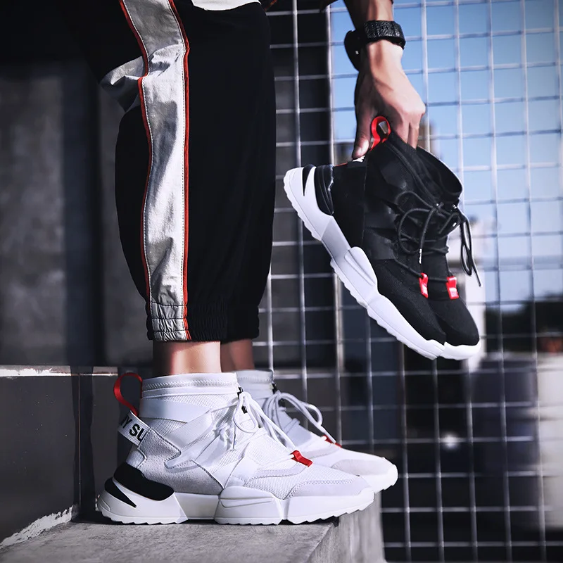 

2019 Autumn New Style Korean-style Fashion Sports Mid-high Leisure Shoes Mesh Breathable Cool MEN'S SHOES P
