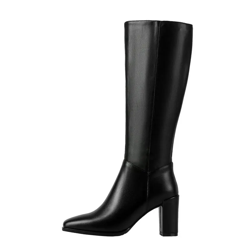 SELL ESVEVA Shoes Women Kneehigh Boots Square High Heel Elegant PU+
