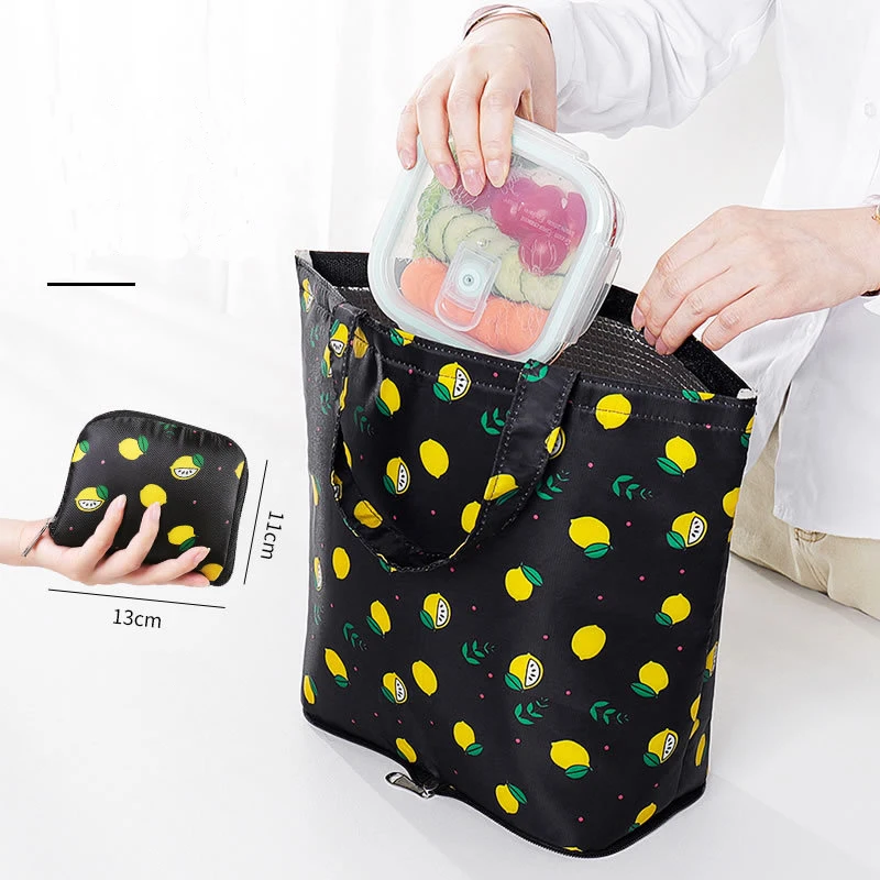 Новая сумка для обедов с принтом портативная Большая вместительная изолированная сумка-Органайзер для путешествий Сумки для еды Женская милая Термосумка приготовление еды сумки