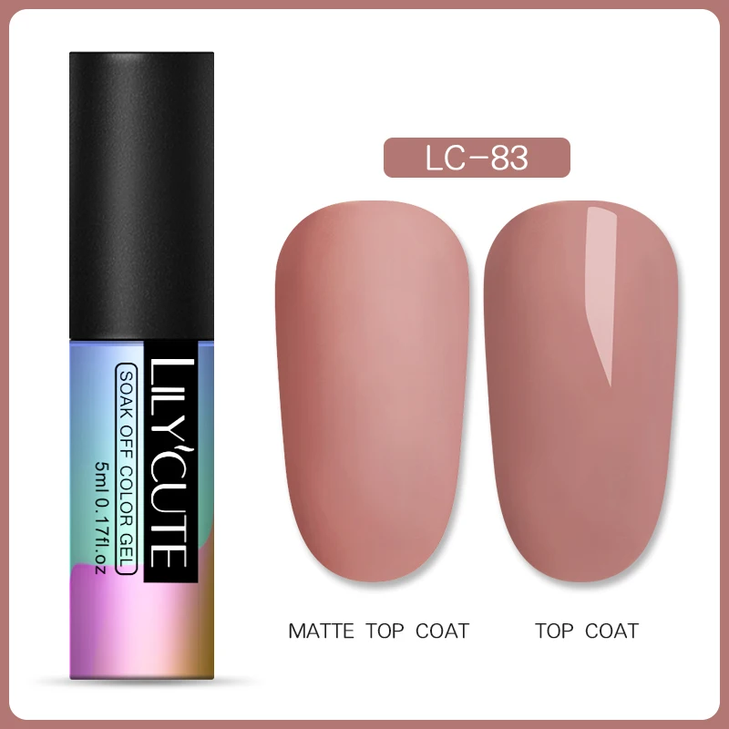 LILYCUTE 5ml Matte Gel Polish Soak Off UV LED Gel Varnish Long Lasting Grey Pure Nail Color UV Nail Gel Varnish DIY Art Design - Цвет: LC-83