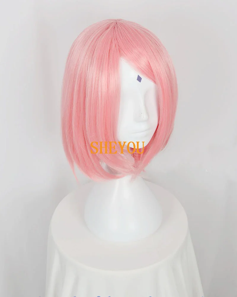 Anime Haruno Sakura Short Pink Styled Hair With Headband Heat Resistant Cosplay Costume Wigs + Wig Cap