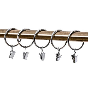 

1.38 Inches Curtain Rings with Clips, Metal Drapery Clip Rings,100PCS (Black)
