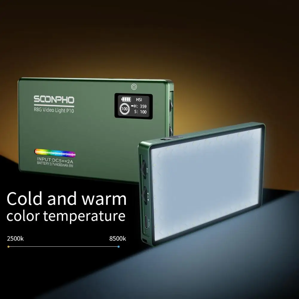 Painel de Luz de Saída de Cor Kit de Luz de Vídeo 95 + Soonpho On-câmera Cheia Pode Ser Escurecido 2500k-8500k Bi-color Cri 95 + P10 Rgb - Image 5