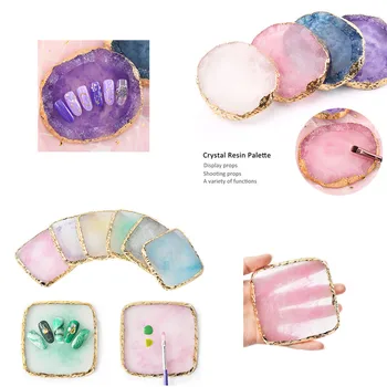 

1PC Natural Resin Nail Display Palette Nail Color Mixing Palette Agate Manicure Tool Color Pallet Nail Art Make Up Palette Tool