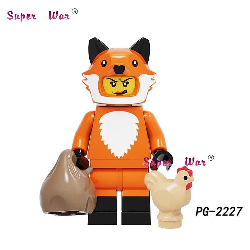 50 шт. мультфильм серии Sun Wukong Fox девушка пицца человек медведь Sika Дракон олень строительные блоки для детей игрушки - Цвет: PG2227