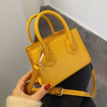 

Ladies Pu Leather Shoulder Bags Small Crossbody Bags For Woman Quality Messenger BagsSolid Color Mini Square Tote Bag