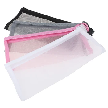 

Simple Transparent Mesh Pencil Case Office Student Pencil Cases Nylon Pen Bag School Stationery Supplies Gifts for Kid Student