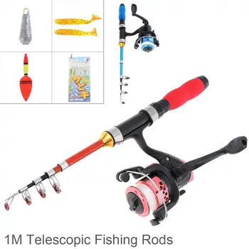 

1m Ultrashort Portable Ice Fishing Rod Reel Line Combo Full Kits with Soft Shrimp Lure Float Lead weight