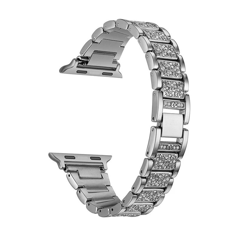 silver Женский ремешок для Apple Watch band 38 мм 42 мм iWatch 4 band 40 мм 44 мм шикарный браслет из нержавеющей стали ремешок Apple watch 4 3 2 1 38 - Цвет ремешка: silver