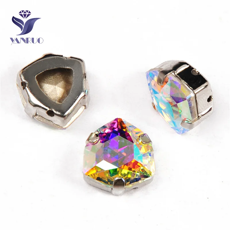With Silver Claw YANRUO 4706 все размеры AB Trilliant пришивные стразы стеклянные стразы камни DIY заостренные сзади кристаллы для рукоделия - Цвет: With Silver Claw