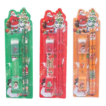 

Novelty Korean Merry Christmas Stationery Set 5 in 1 Pencils Ruler Eraser Pencil Sharpener Santa Claus Gifts Kids Student Supply
