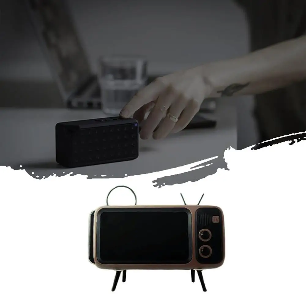Стерео кронштейн фильмы мобильный телефон Bluetooth Динамик ТВ музыкальный плеер Ретро карманный домашний аудио электрический портативный мини беспроводной