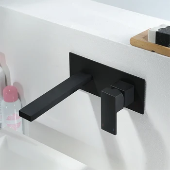 

Bathroom Kitchen 2 Style Black In-Wall Brass Basin Faucets Concealed Mixer Tap Double Handle Hot And Cold Taps
