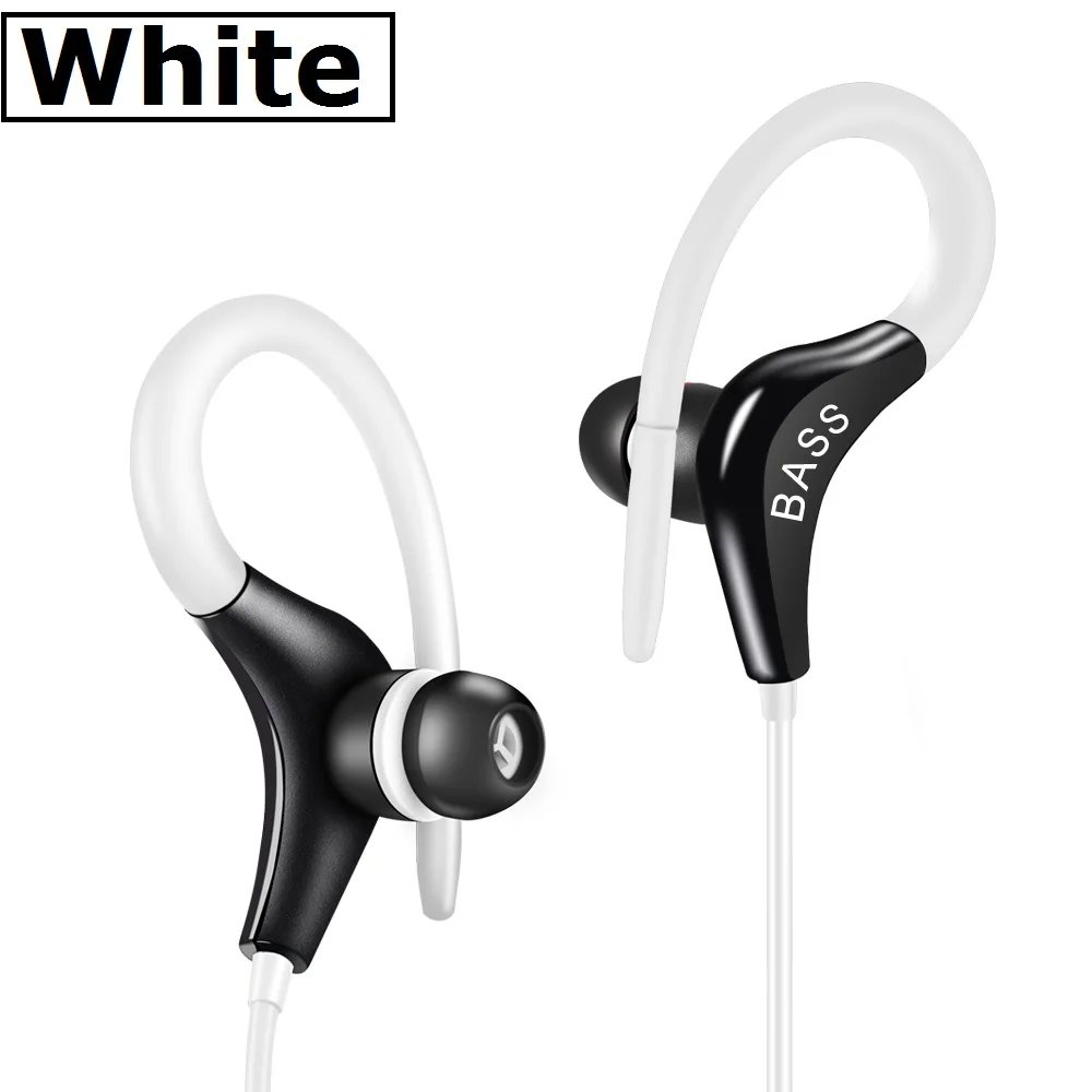 White Наушники Горячая PTM ST3 Спорт Ушные крючки наушники с микрофоном Hands free супер бас стерео гарнитура удобные носит - Цвет: White