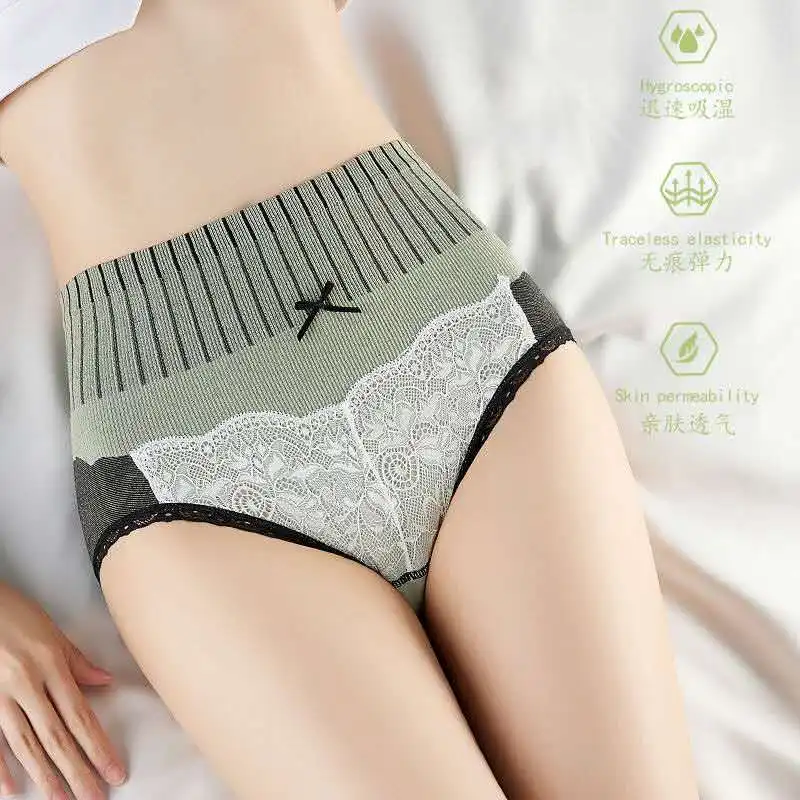 1pcs M-XXXL High Waist Panties Women Breathable Underpants Cute Briefs Sexy Girls Lace Underwear Slimming Tummy Control Pant | Женская