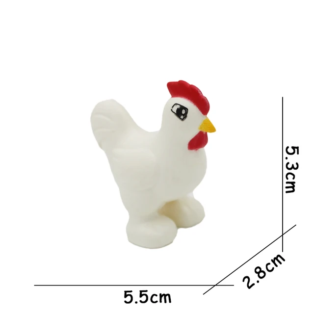Big Size Building Blocks Animal Accessories Farm Figures Pig Rabbit Chicken Duck Dog Cat Bird horse Cow Sheep DIY Toys Gifts white Chicken